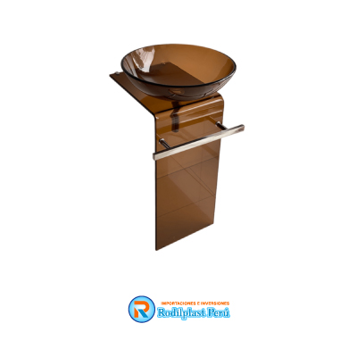 Mueble de Vidrio MarrÃ³n con Base L + Bowl â Set de Piezas